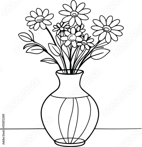flower busket floor tobs line art illustration