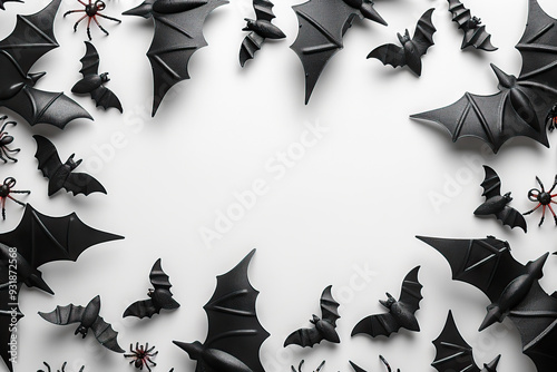 Halloween flat lay: bats and spiders photo