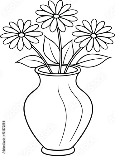 flower busket floor tobs line art illustration