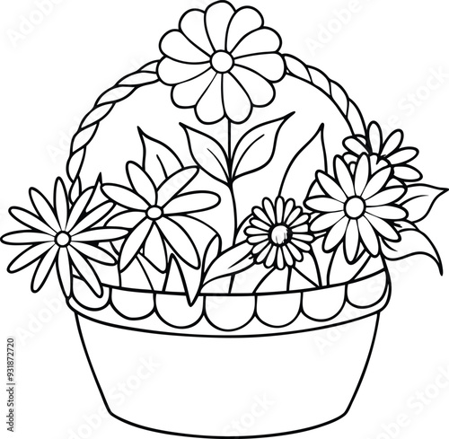 flower busket floor tobs line art illustration