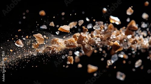 close-up of sand on a black background