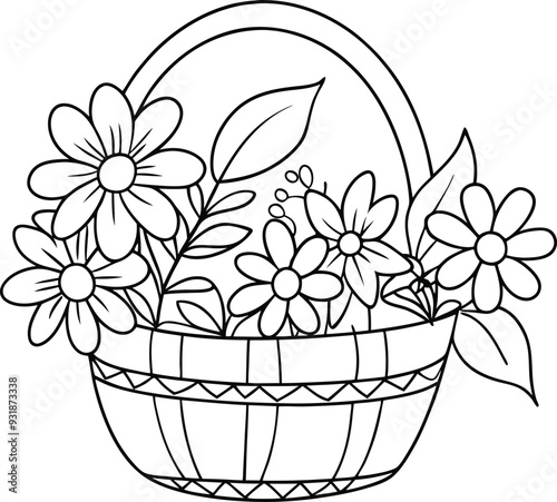 flower busket floor tobs line art illustration