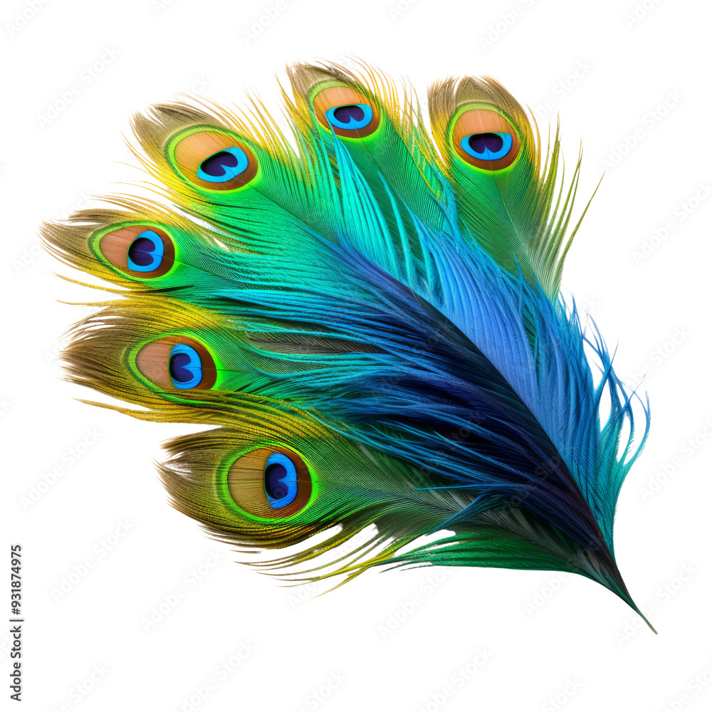 Obraz premium peacock feather isolated on transparent background cutout