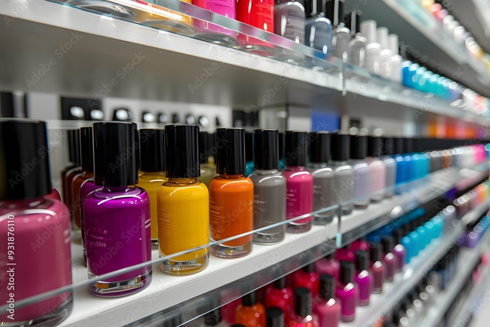 Vibrant Display of Nail Polishes in a Beauty Store Vibrant Display of Nail Polishes in a Beauty Store