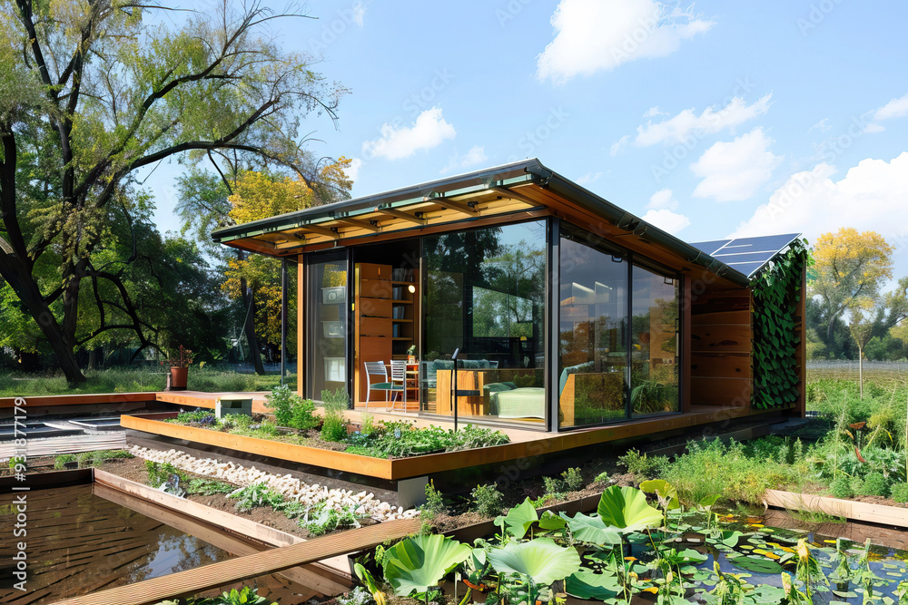 Futuristic smart home with sustainable features Futuristic smart home with sustainable features