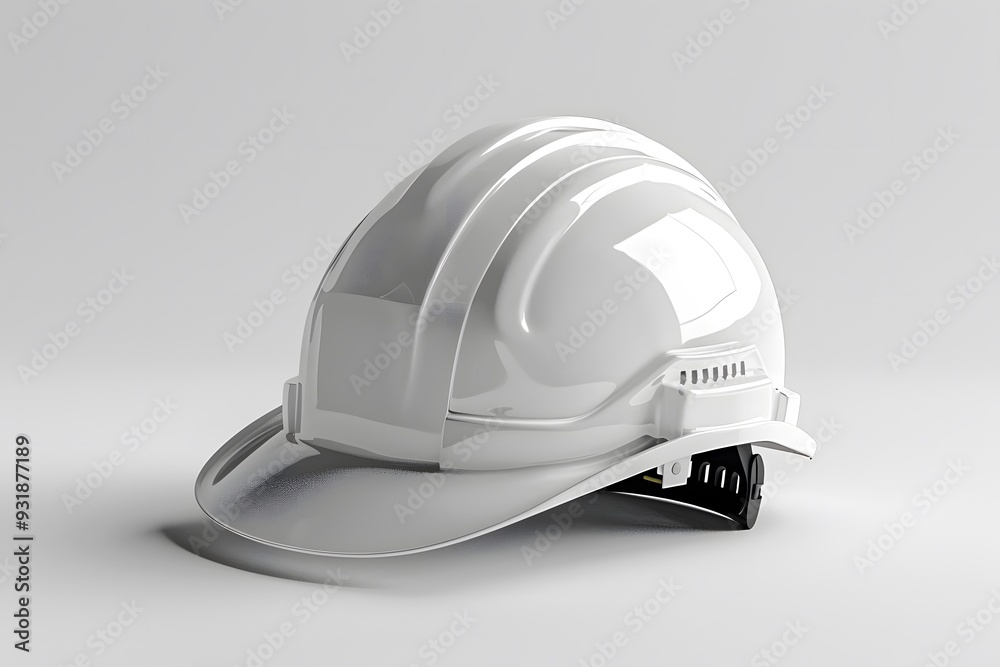 Fototapeta premium Sleek White Hard Hat on a Minimalist Background
