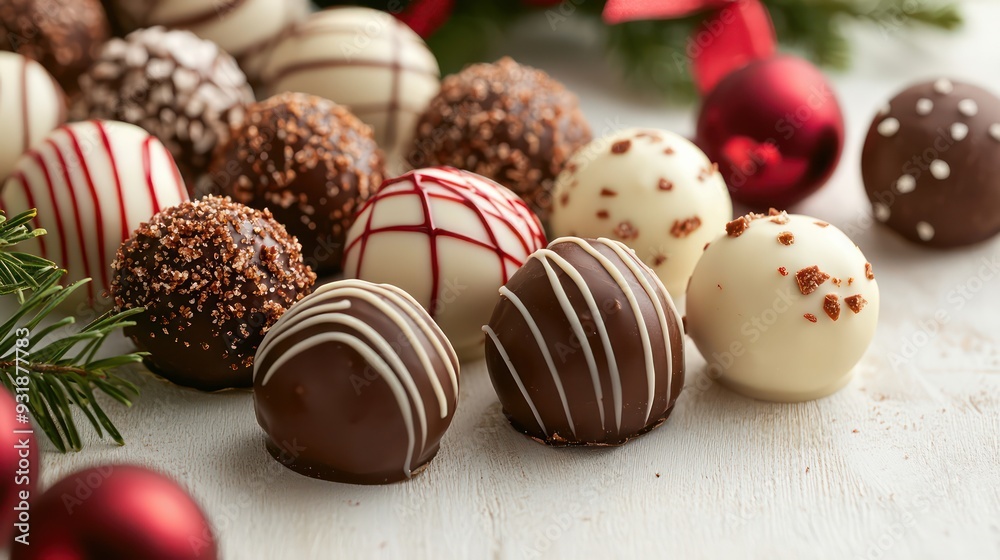 A bunch of chocolate and white candies are arranged on a table. The candies are decorated with white and brown stripes. The candies are arranged in a way that they look like they are in a line A bunch of chocolate and white candies are arranged on a table. The candies are decorated with white and brown stripes. The candies are arranged in a way that they look like they are in a line