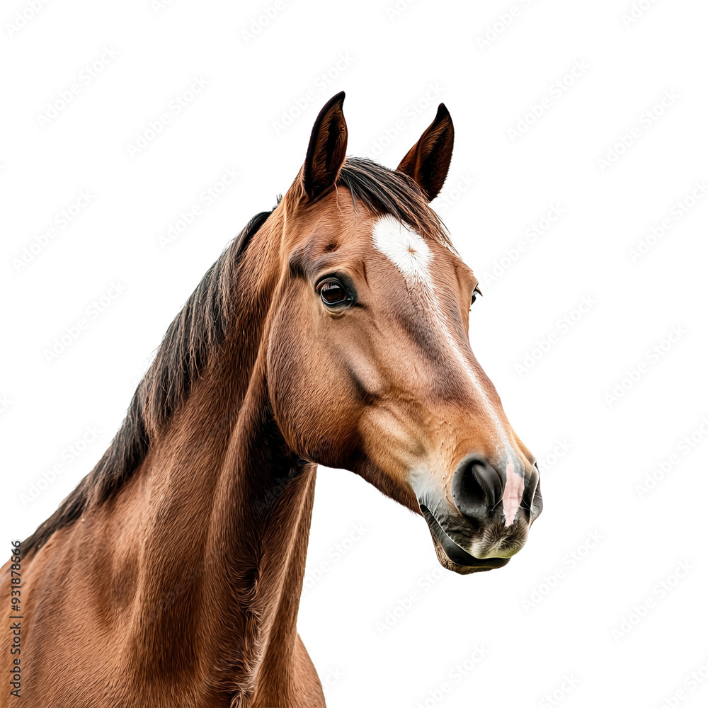 Obraz premium Porträt von einem braunen Pferd, transparenter Hintergrund 