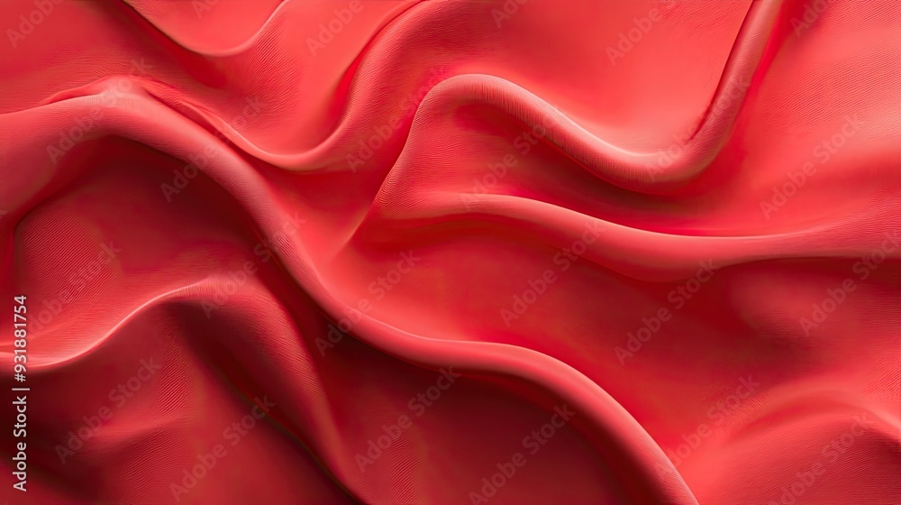 Obraz premium Abstract red fabric with flowing waves.