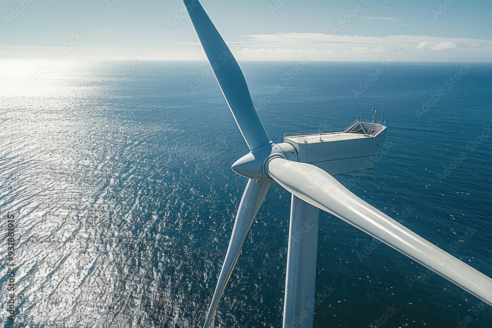 Fototapeta premium Intricate details of an offshore wind turbine
