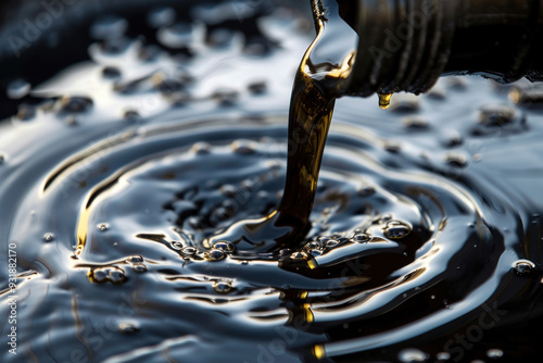 Draining dark oil into pan during upkeep