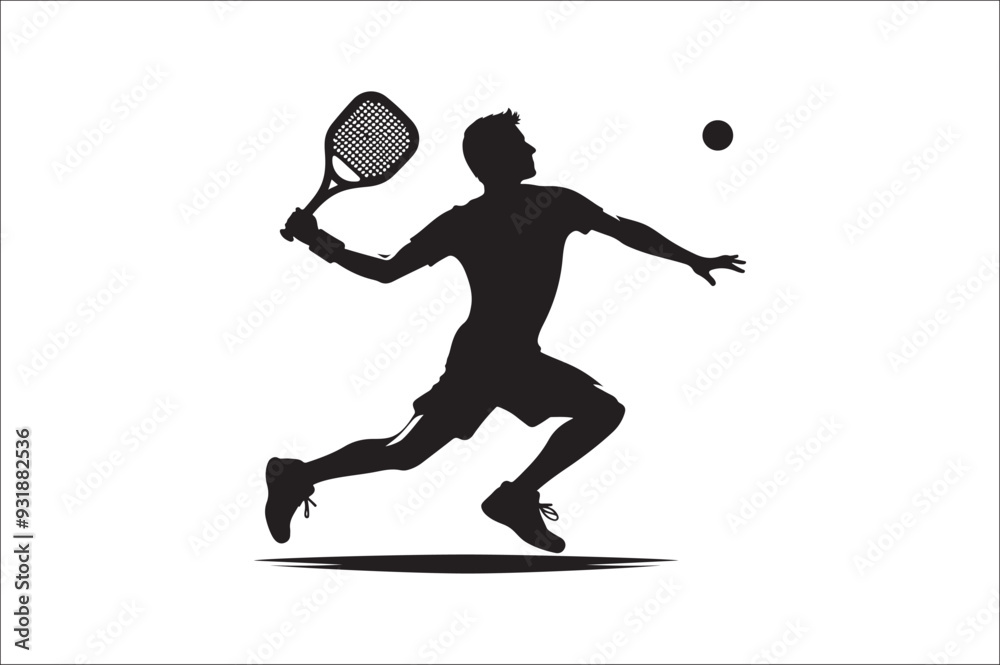 Pickleball player silhouette. Pickleball player vector silhouette on white background. Pickleball player vectore illustration. Pickleball player silhouette bundle.