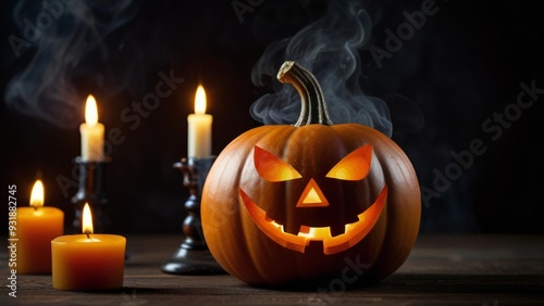 halloween pumpkin with candles