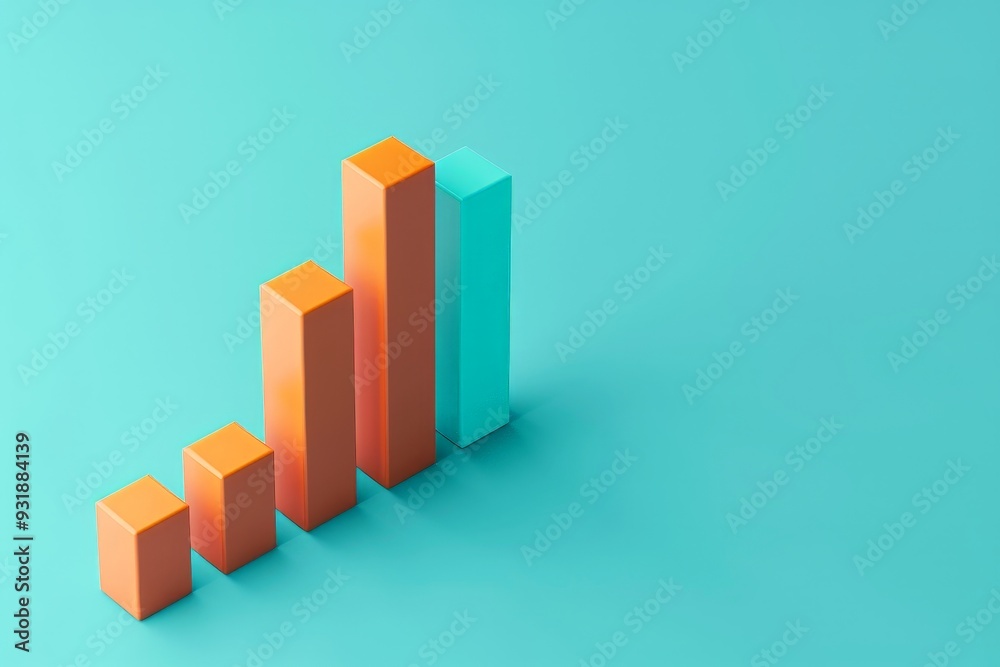 Illustration of an orange and blue bar graph representing data growth in a modern digital workspace Illustration of an orange and blue bar graph representing data growth in a modern digital workspace