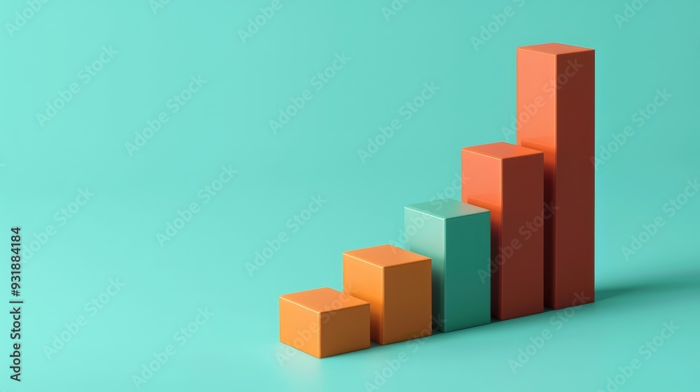 Illustration of an orange and blue bar graph representing data growth in a modern digital workspace Illustration of an orange and blue bar graph representing data growth in a modern digital workspace