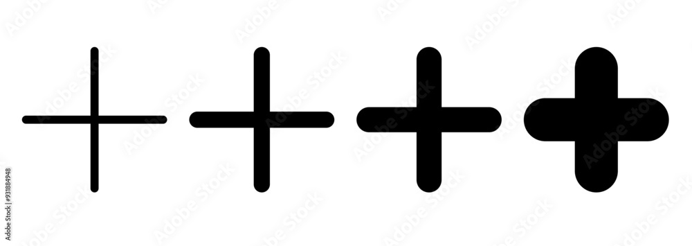 Plus symbol. Add sign. Different sizes. Rounded corners. EPS 10 Plus symbol. Add sign. Different sizes. Rounded corners. EPS 10