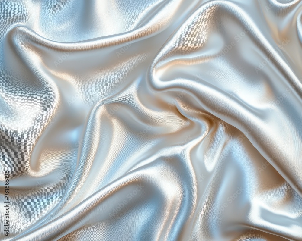 Obraz premium Abstract Silver Silk Fabric Closeup Draped Texture Soft Luxurious Flowing Lines