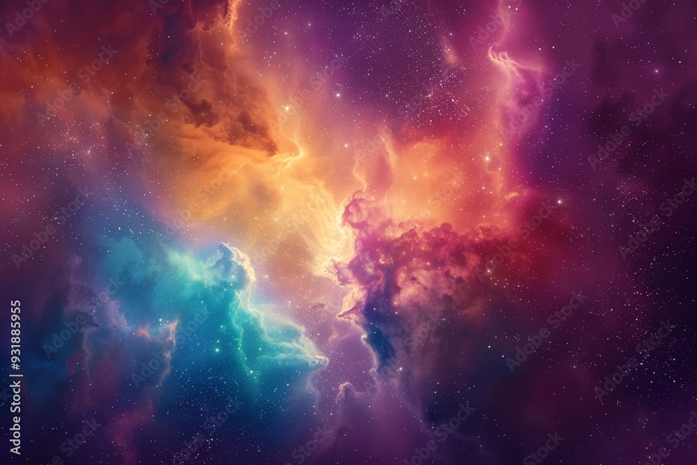 Nebula of purple, pink and blue color