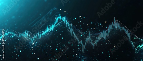 Abstract Blue Stock Market Chart with Bokeh Lights photo