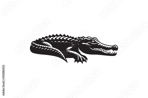 Crocodile silhouette vector illustration