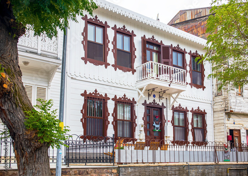 street view of old historical houses in the island town, adalar istanbul photo