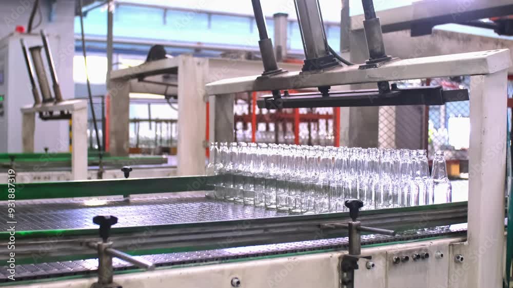 Glass factory, production of glass containers. Packaging of food ...