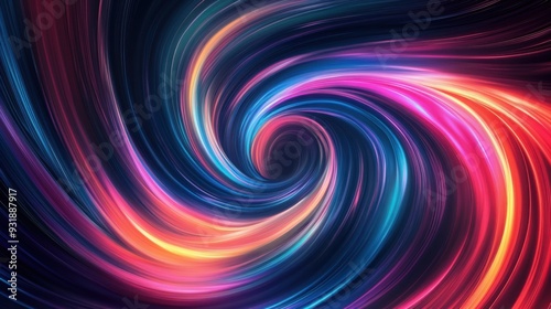 A dynamic abstract composition featuring swirling lines and vibrant colors, creating a sense of motion and energy, with smooth transitioning gradients