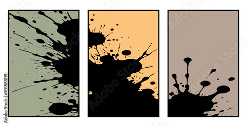 Set of 3 Abstract pattern. Illustration for printing on wall decorations. For use in graphics.