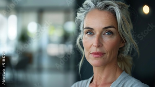 Portrait of a mid aged businesswoman standing at the office Confident professional woman wearing business casual : Generative AI