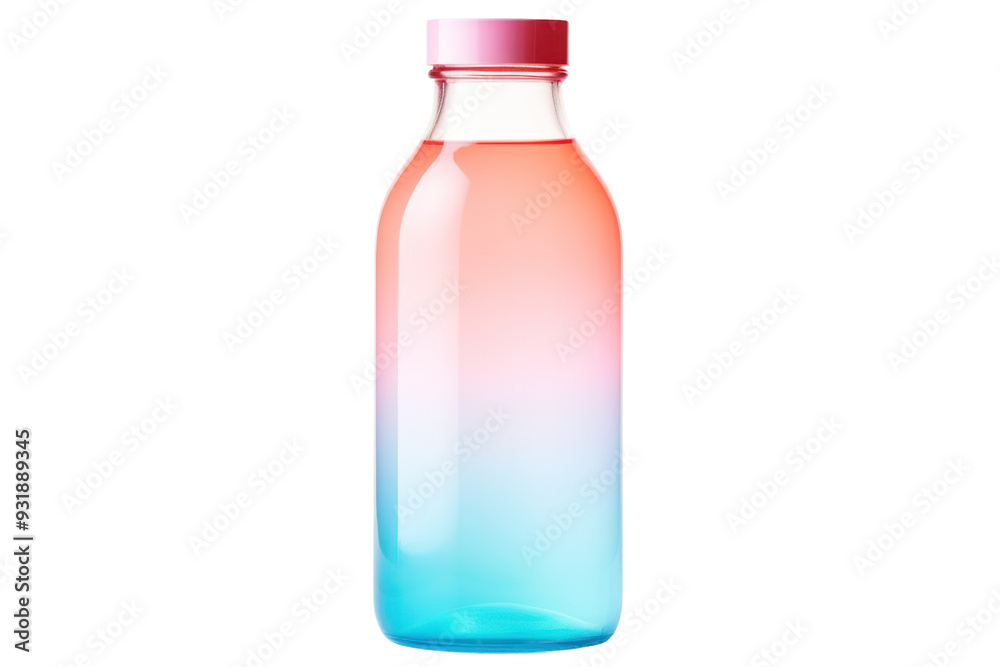 gradient-colored water bottle with a refreshing water droplet or splash effect, isolated on white background gradient-colored water bottle with a refreshing water droplet or splash effect, isolated on white background