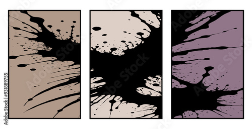 Set of 3 Abstract pattern. Illustration for printing on wall decorations. For use in graphics.
