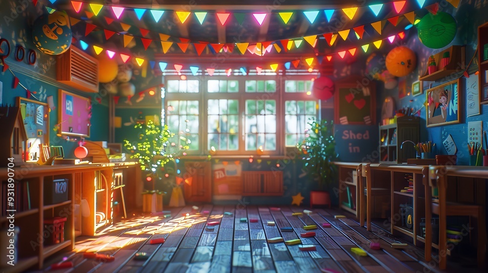 Fototapeta premium Festive and colorful illustration celebrating the start