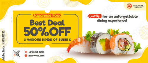 Japanese restaurant banner web template