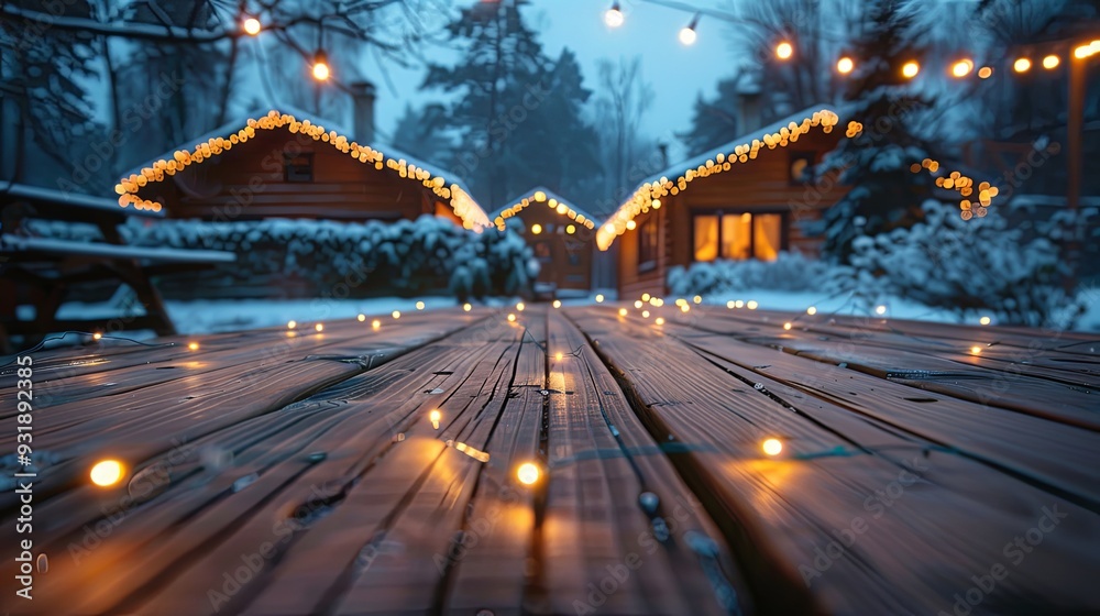 Beautiful wooden board in the background beautiful houses in the evening decoration Beautiful wooden board in the background beautiful houses in the evening decoration