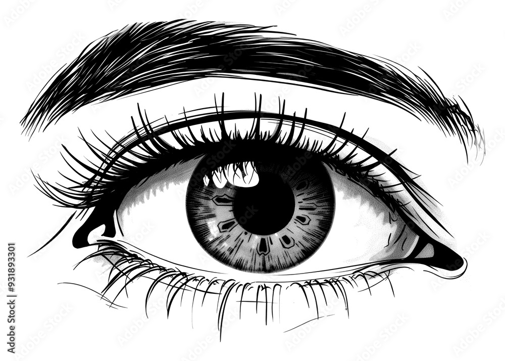 Fototapeta premium PNG A minimal eye sketch drawing black.