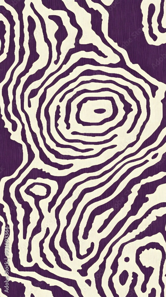 Fototapeta premium White Shapes, Circles, Bars, Spiral on Purple Background, Abstract Image, Texture, Pattern, Wallpaper, Smartphone Cover and Screen, Cell Phone, Computer, Laptop, 9:16 and 16:9 Format