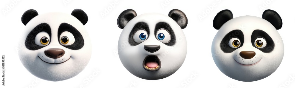 Charming panda expressions celebrating joy, surprise, and contentment in a playful and whimsical style Charming panda expressions celebrating joy, surprise, and contentment in a playful and whimsical style