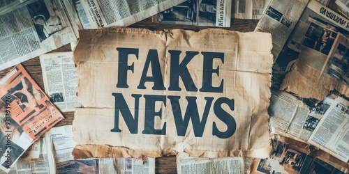 Wallpaper Mural The impact of fake news highlighted in a cluttered media display with old newspapers, emphasizing misinformation's role in society Torontodigital.ca