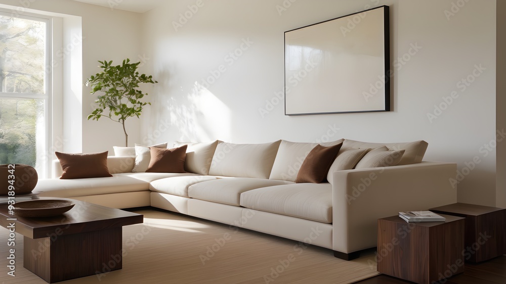 Fototapeta premium Frame mockup on the wall of living room, mockup frame design, frame mockup