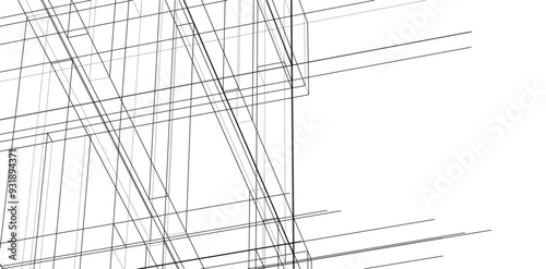 Architectural drawing on white background vector illustration
