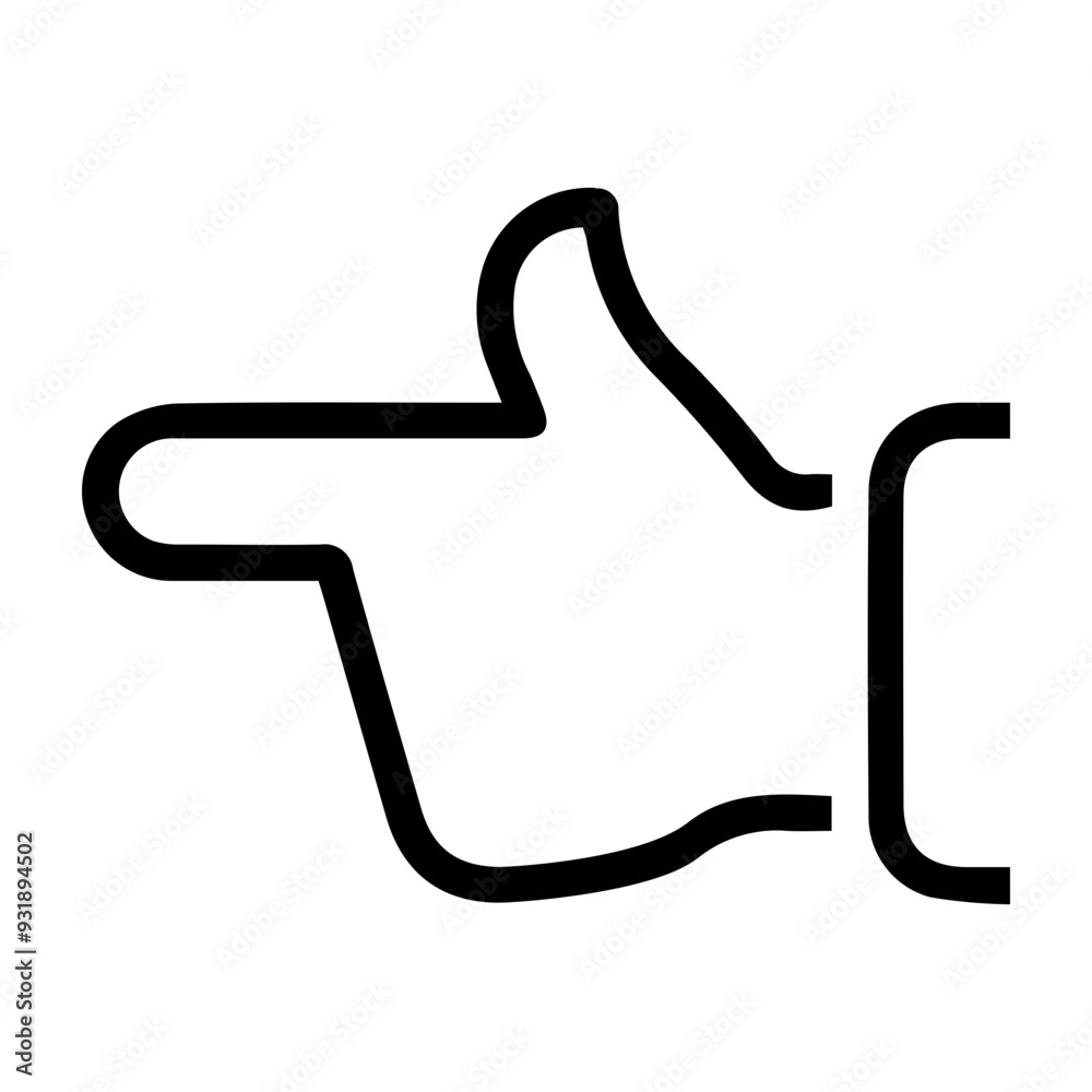 Hand Pointer Left vector icon. Style is thin line icon symbol, black color, white background Hand Pointer Left vector icon. Style is thin line icon symbol, black color, white background