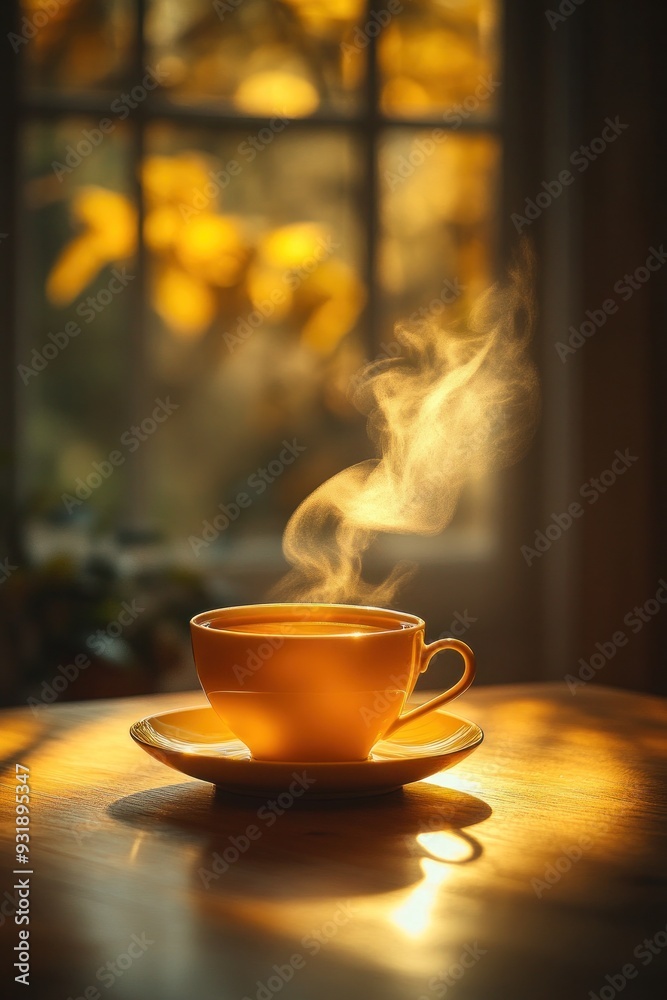 Warm Cup of Tea on a Sunny Day: A Moment of Tranquility and Relaxation by the Window. Warm Cup of Tea on a Sunny Day: A Moment of Tranquility and Relaxation by the Window.