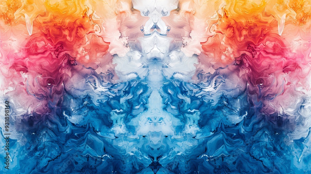 Fototapeta premium Colorful Tie Dye Artwork with Blue and Light Accents Gray Shadows Watercolor Scarf Design Textured Grunge Aztec Inspired Style 