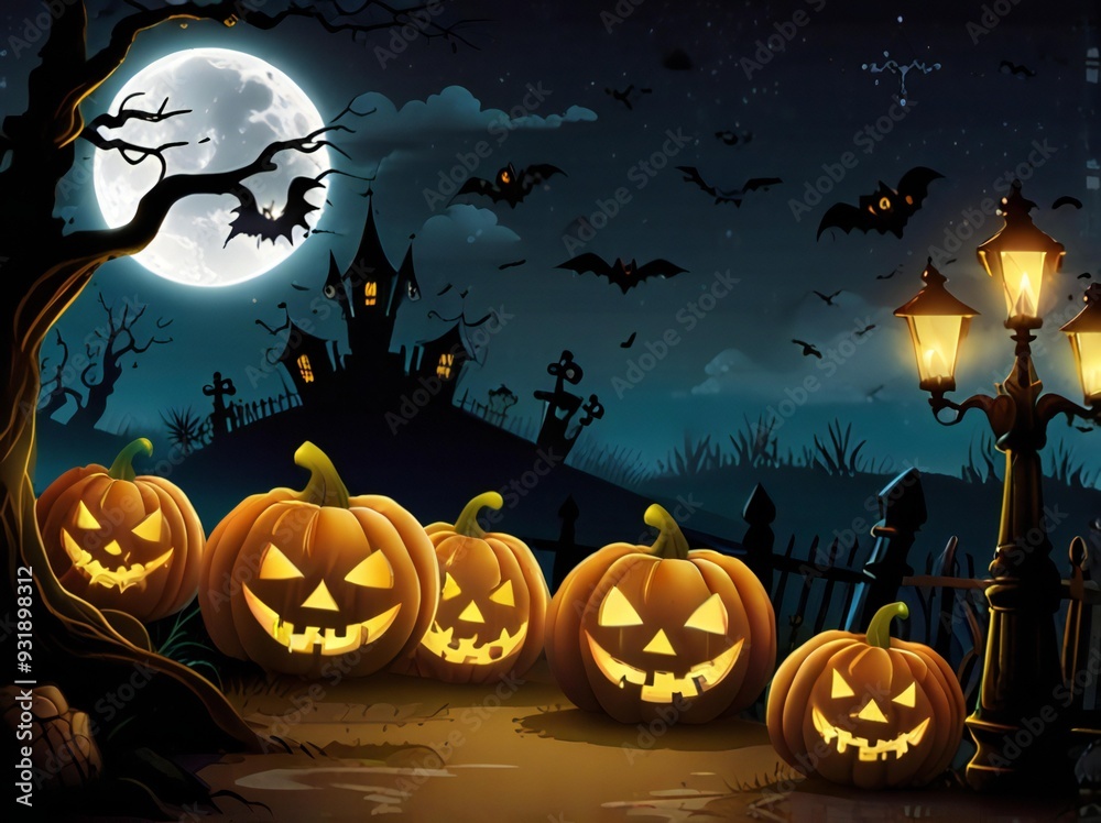 Fototapeta premium halloween background with pumpkins
