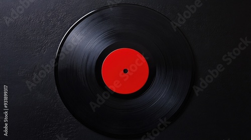 Black vinyl record with red disc