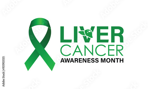 Liver cancer awareness month. Realistic Emerald Green Color Ribbon Isolated On Transparent Background and white Background. Banner poster, flyer and background design template. Vector illustration .