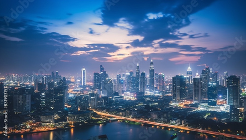 Time lapse of Bangkoks Downtown skyline Financial