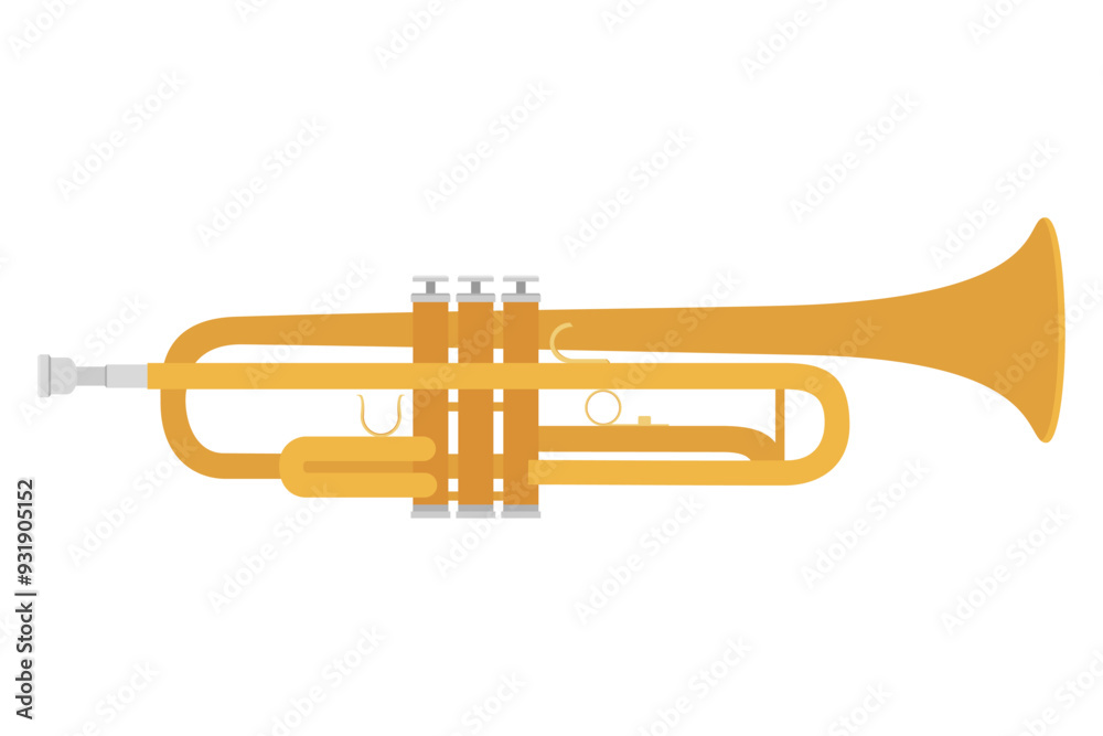 trumpet musical instrument flat style vector illustration isolated on white background trumpet musical instrument flat style vector illustration isolated on white background