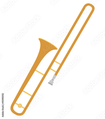 trombone musical instrument flat style vector illustration isolated on white background