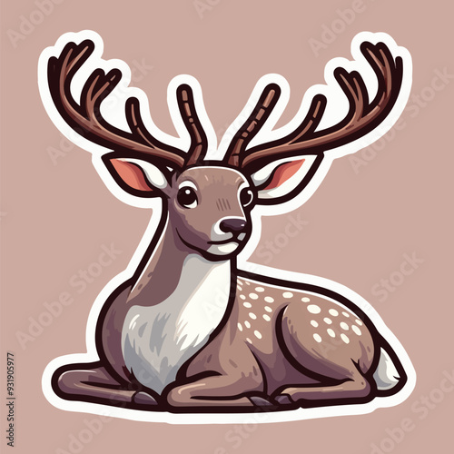 Cute deer sticker vector illustration